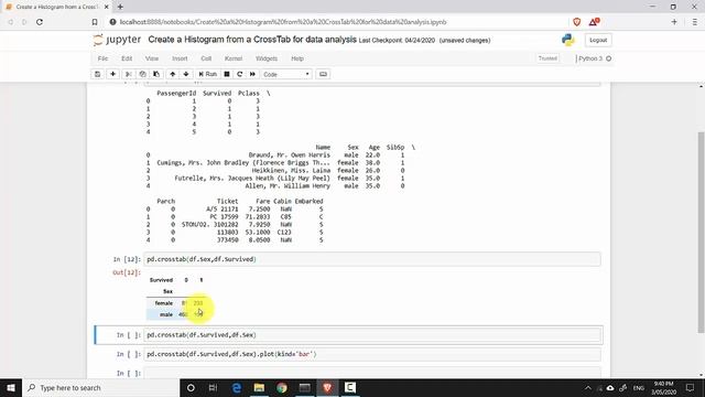 Create a Histogram from a CrossTab for data analysis Python смотреть онлайн