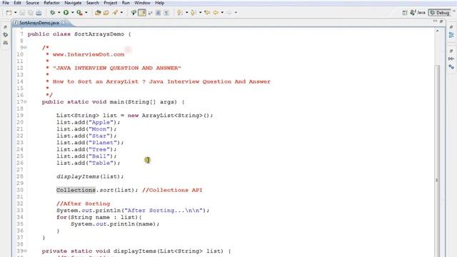 HOW TO SORT AN ARRAYLIST JAVA DEMO смотреть онлайн
