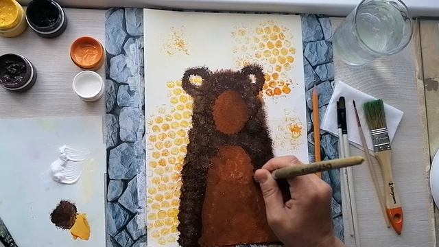 Медведь и пчелы. Нетрадиционное рисование для дошколят. смотреть онлайн