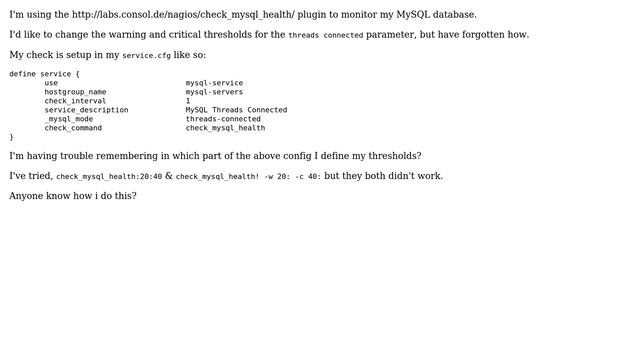 DevOps & SysAdmins: Nagios mysql check service definition configuration? смотреть онлайн