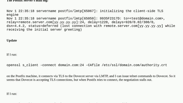 What are the correct settings to enable TLS between Postfix and Dovecot via LMTP? смотреть онлайн