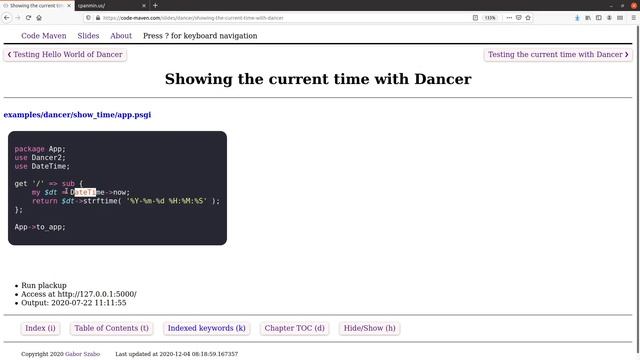 Perl Dancer Part 7: showing the current time смотреть онлайн