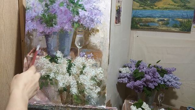 Мастер класс. Пишу сирень с натуры. Живопись маслом. смотреть онлайн
