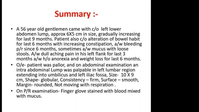 Case Presentation - Left Loin Mass (Carcinoma Left Colon) (06-07-2021) смотреть онлайн