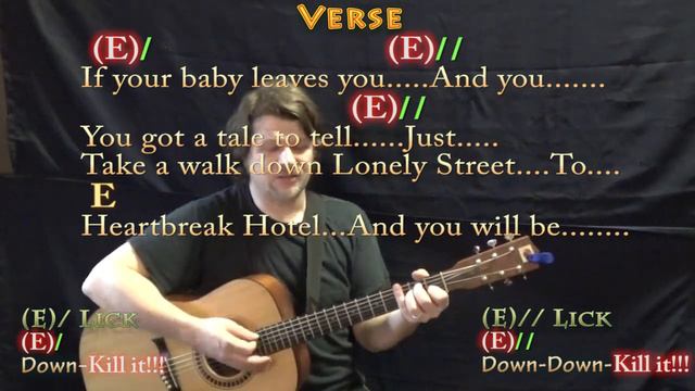 Heartbreak Hotel (Elvis) Strum Guitar Cover Lesson in E with Chords/Lyrics смотреть онлайн