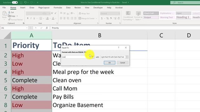 How To Use Conditional Formatting for a Priority Column in a ToDo List in Excel | EXCEL TUTORIAL смотреть онлайн