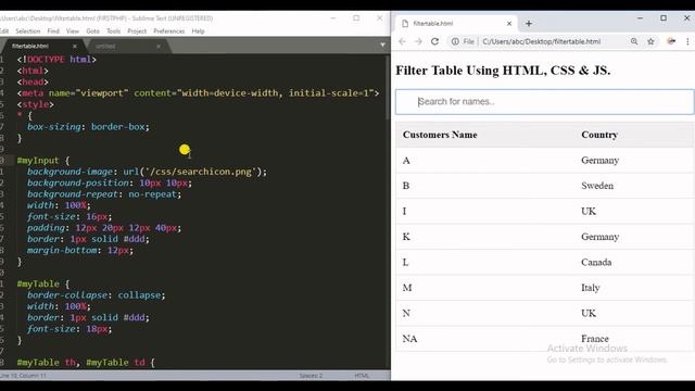 Filter Table Using HTML CSS JS смотреть онлайн