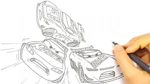 Draw LIGHTNING McQUEEN vs ED, RYAN, and GEORGE in CARS 3 2.0 Drawing Coloring Pages | Tim Tim TV