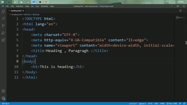 HTML Tutorial: Heading, Paragraph And Some useful Settings in VS Code || Web Development || #2 смотреть онлайн