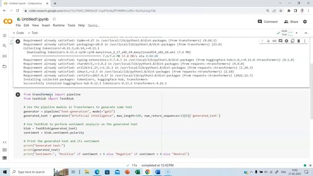 Generate content like ChatGPT (Using Hugging Face's Transformer) and Sentiment Analysis (Textblob) смотреть онлайн