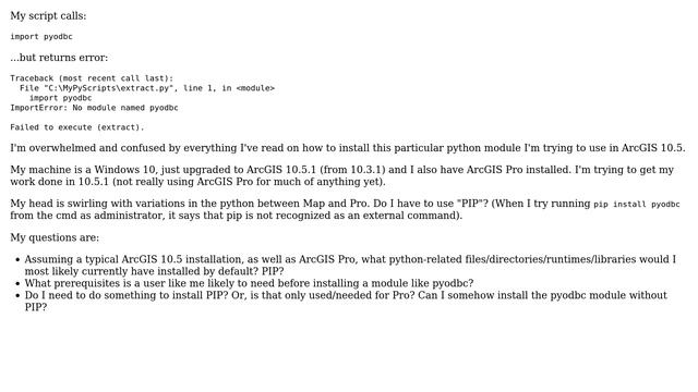 GIS: Install pyodbc module for ArcGIS 10.5 смотреть онлайн