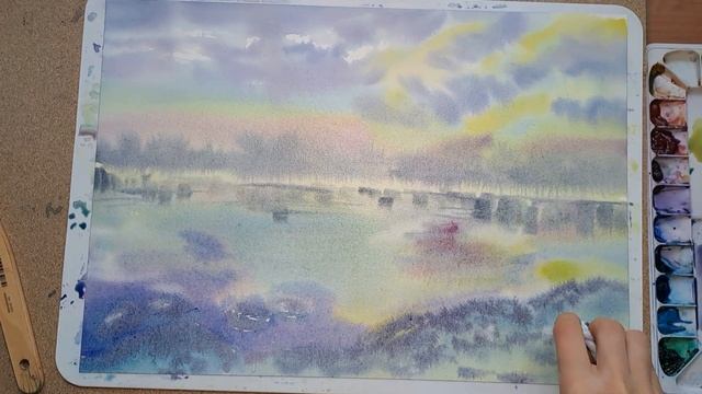 Рисуем пейзаж/природу акварелью. We paint nature and landscapes in watercolors. смотреть онлайн