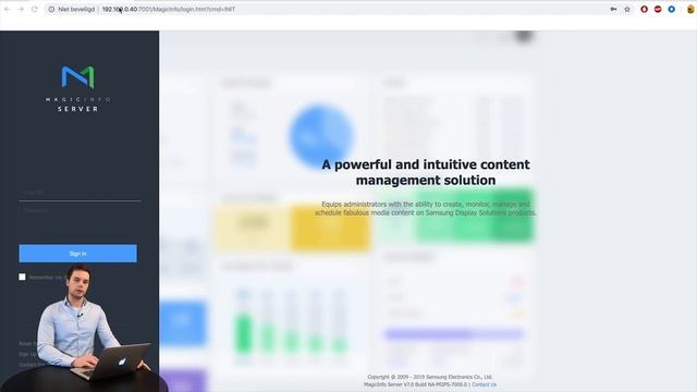MagicInfo Services shows how to connect a device to a server. смотреть онлайн