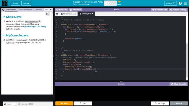 Code.org Lesson 4.1 Reverse a 2D Array | Tutorial with Answers | CSA Unit 5 смотреть онлайн