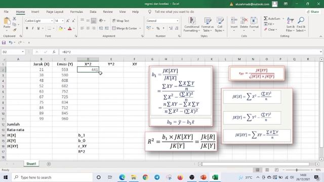 Manual Excel || Regresi Linier Sederhana Korelasi Pearson Koefisien Determinasi Beserta Interpretas смотреть онлайн