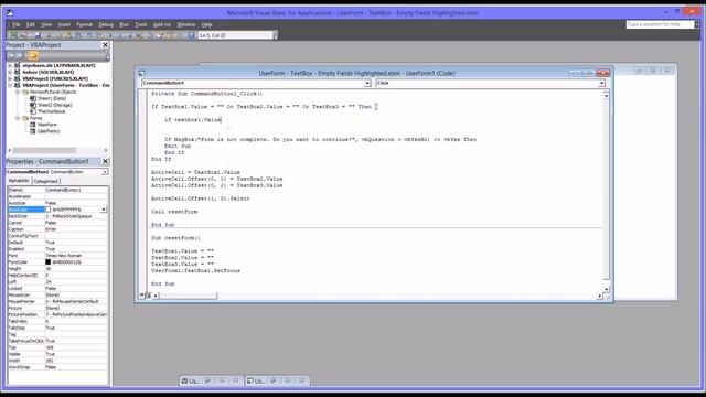 Highlighting Empty Text Fields on an Excel VBA UserForm смотреть онлайн