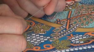 Пришивание трунцала. Серия вышивок «Образа в каменьях»