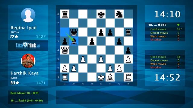 Chess Game Analysis: Karthik Kaya - Regina Ipad : 1-0 (By ChessFriends.com) смотреть онлайн