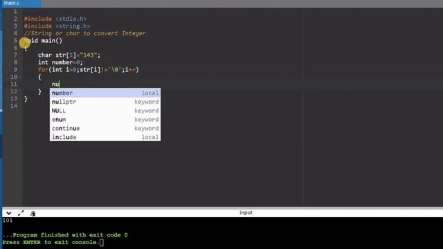 converte string to integer in C without using atoi function. смотреть онлайн