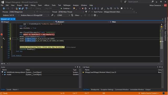SolidWorks API with Visual Basic - Creating Sketch Lines (3/9) смотреть онлайн