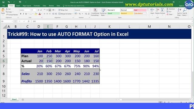 How to use AUTO FORMAT Option in Excel || Excel Tricks || dptutorials смотреть онлайн