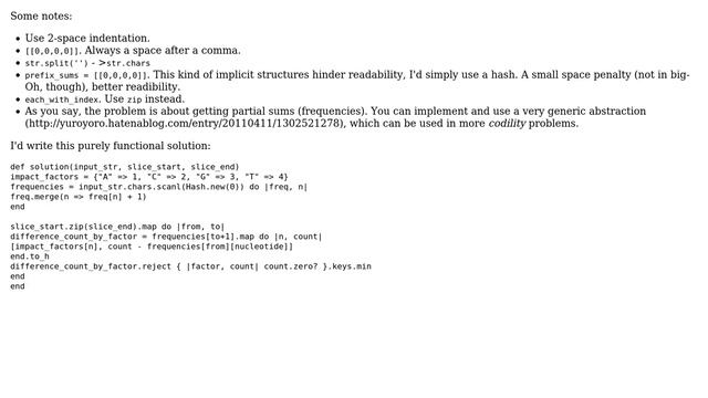 Code Review: Prefix Sum in Ruby, Genomic Range Query from Codility (3 Solutions!!) смотреть онлайн