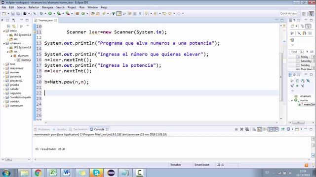 Número a potencia con un ciclo for en eclipse 2018-09 (consola) смотреть онлайн