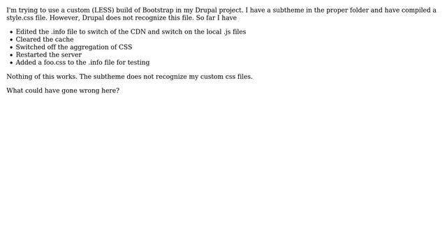Drupal: Bootstrap subtheme does not recognize stylesheets смотреть онлайн