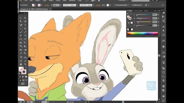 Time Lapse Adobe Illustrator : zootopia vector painting illustration part 1 смотреть онлайн