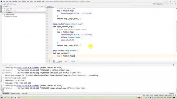 How to create simpe Map in Python with Flask & Folium | Python Tips