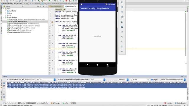 Android Activity Lifecycle with example in Kotlin смотреть онлайн