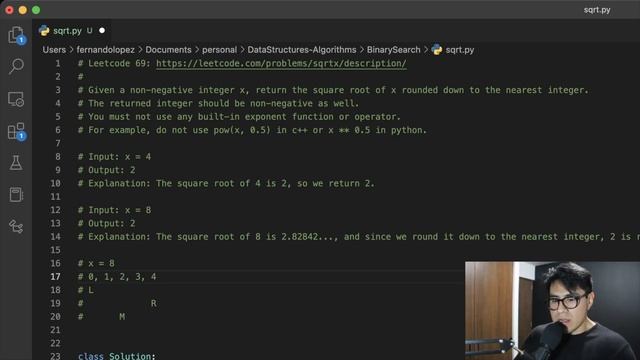 Square Root with Binary Search | Raíz Cuadrada con Binary Search | Coding Challenge | Python | смотреть онлайн