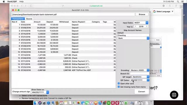 Bank2QIF (Mac): Convert CSV/Excel/PDF/QFX/QIF/OFX/QBO/MT940/STA to QIF смотреть онлайн
