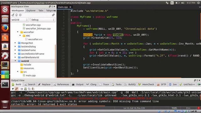 Demo of C++ wxWidgets using wxGrid on Ubuntu Linux смотреть онлайн
