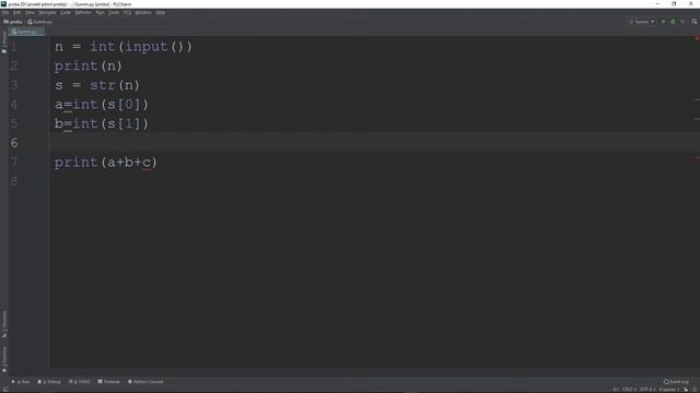 Сумма цифр числа.Пишем на Python. смотреть онлайн