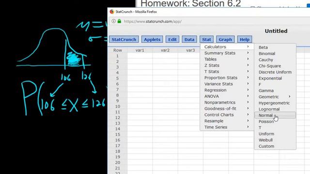 Find the Area Between the Numbers with the Normal Distribution and StatCrunch смотреть онлайн