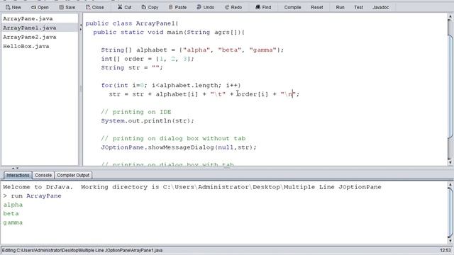 Printing Multiple lines in a Java Dialog Box using JOptionPane смотреть онлайн