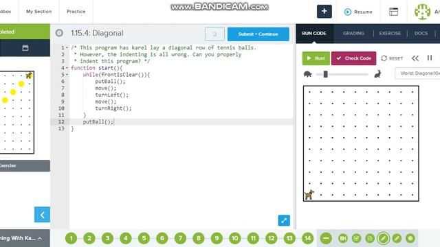 1.15.4: Diagonal Answer CodeHS смотреть онлайн