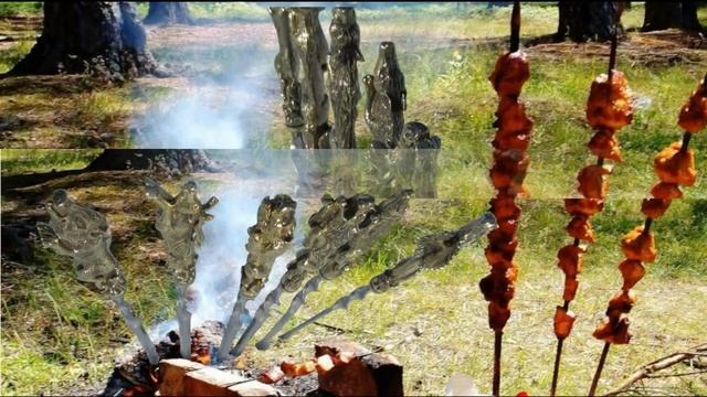 Шампуры Звери латунь 100%, на заказ плоские или угловые от 3,5 дней, рукоять — латунь смотреть онлайн