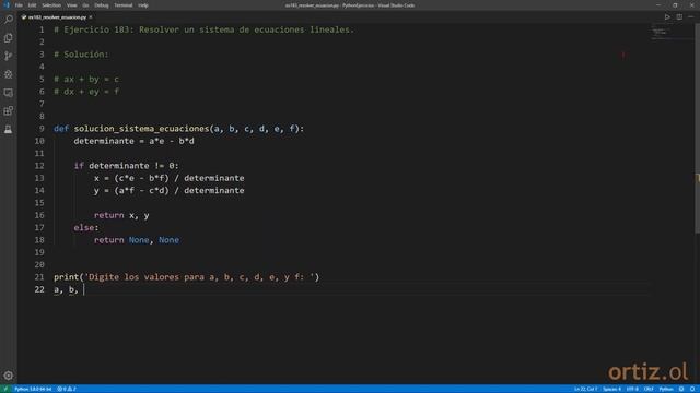 Python - Ejercicio 183: Resolver un Sistema de Ecuaciones Lineales смотреть онлайн