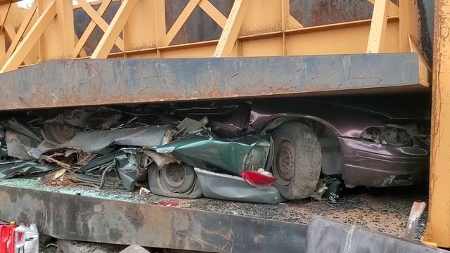 Car Crusher Crushing Cars 78 1967 Chevy 1/2 Truck And Police Car