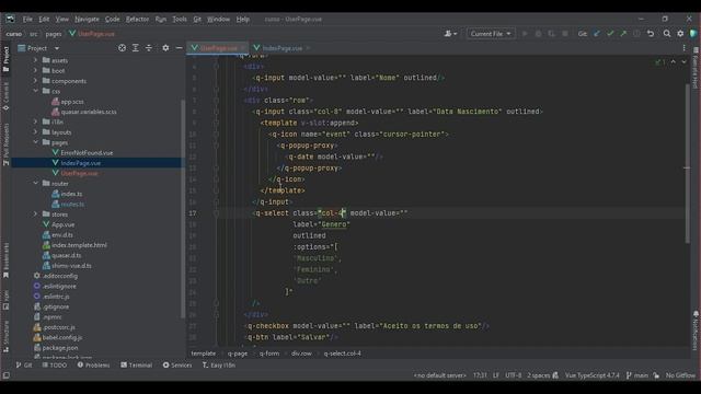 04 - Criando uma página | Curso Criando uma aplicação Web com VueJS e Quasar смотреть онлайн