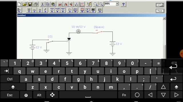 Demonstrating SCR operation using a gate trigger (Electronics Workbench on Android) смотреть онлайн