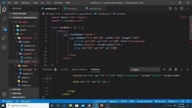 Data Visualization With D3 and React - 1: A brief intro to simple SVG Elements смотреть онлайн