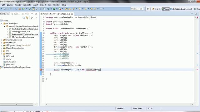 Java Program to find Intersection of two or more HashSet смотреть онлайн