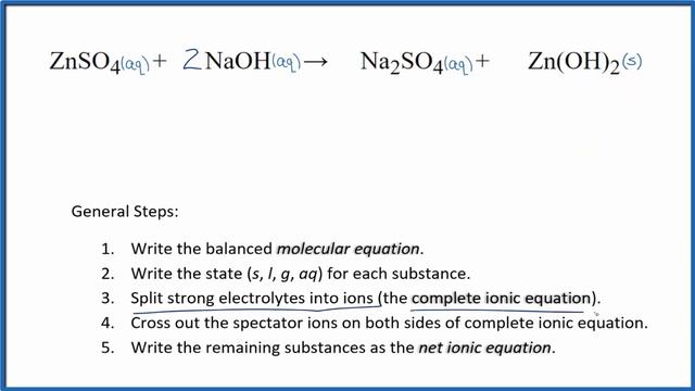 How to Write the Net Ionic Equation for ZnSO4 + NaOH = Na2SO4 + Zn(OH)2 смотреть онлайн