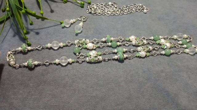 Очень длинные бусы! Комплект украшений "Прохлада" #бусы #collar #жемчуг смотреть онлайн