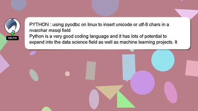 PYTHON : using pyodbc on linux to insert unicode or utf-8 chars in a nvarchar mssql field смотреть онлайн