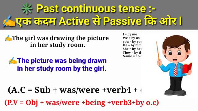 How to change active voice into passive voice of past continuous tense | Passive voice by mukesh si смотреть онлайн
