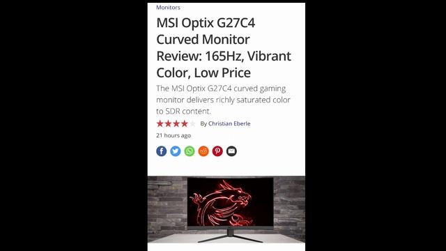 MSI Optix G27C4 Curved Monitor Review: 165Hz, Vibrant Color, Low Price